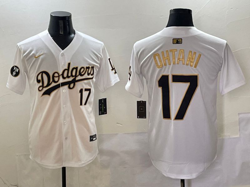 Men Los Angeles Dodgers 17 Ohtani White Black Gold Game Nike 2025 MLB Jersey style 16
